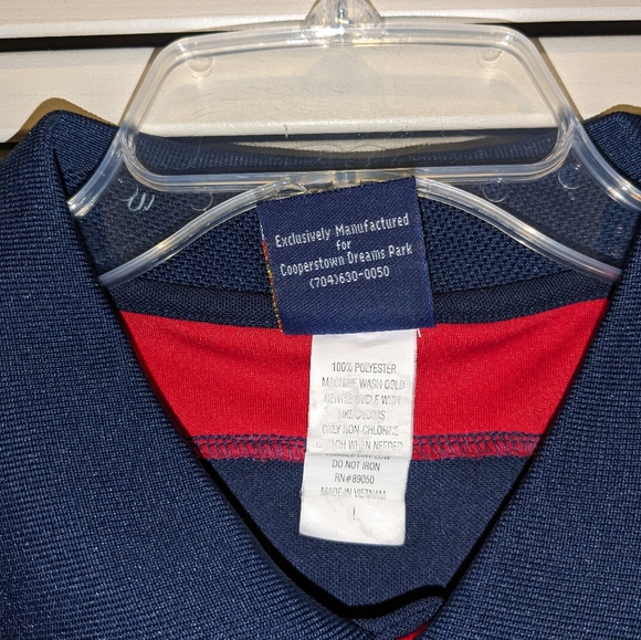Cooperstown Dreams Park Men's LG Polo Shirt Blue Red Baseball Authentic MLB - Picture 10 of 10